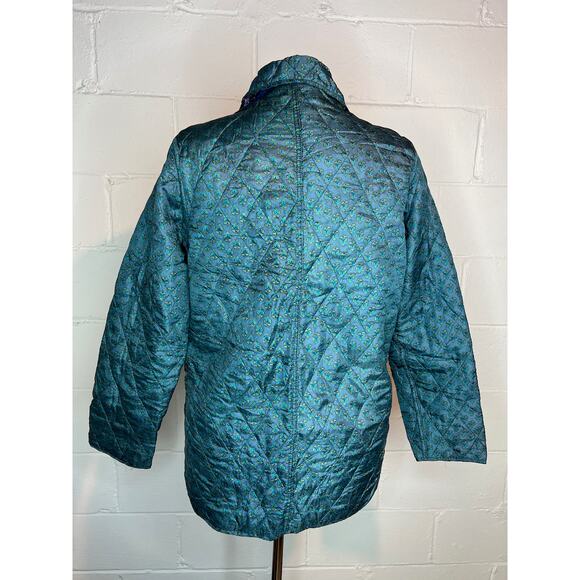 Jacket Quilted silk reversible bright green blue pink - Picture 7 of 16